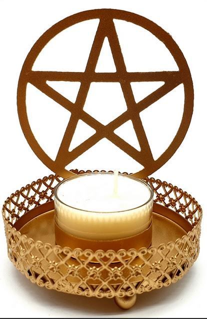 Bougeoir à Réflexion Métal Pentacle