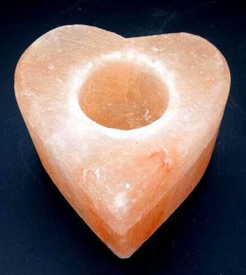 Bougeoir Cristaux de Sel Coeur Poli