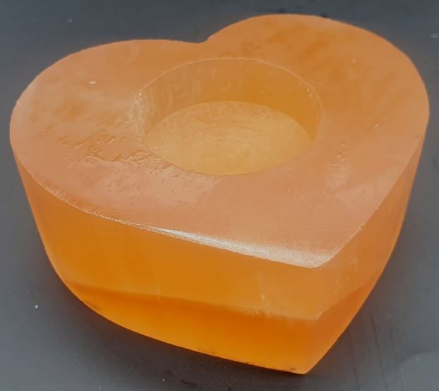 Bougeoir Sélénite Orange Cœur