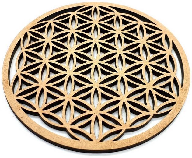 Plaque Fleur de Vie Sculptée Bois 10cm