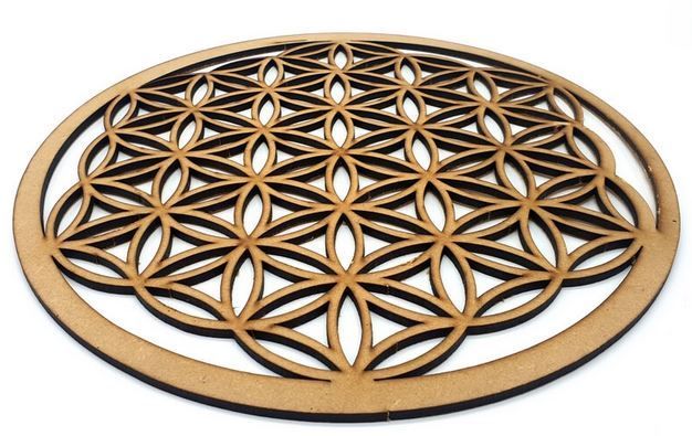 Plaque Fleur de Vie Sculptée Bois 30cm