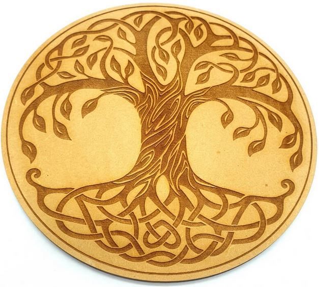 Plaque Bois Arbre de Vie Gravé 30cm