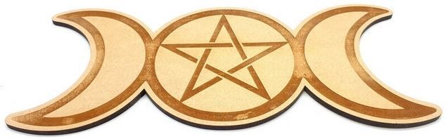 Plaque Bois Triple Lune 25cm