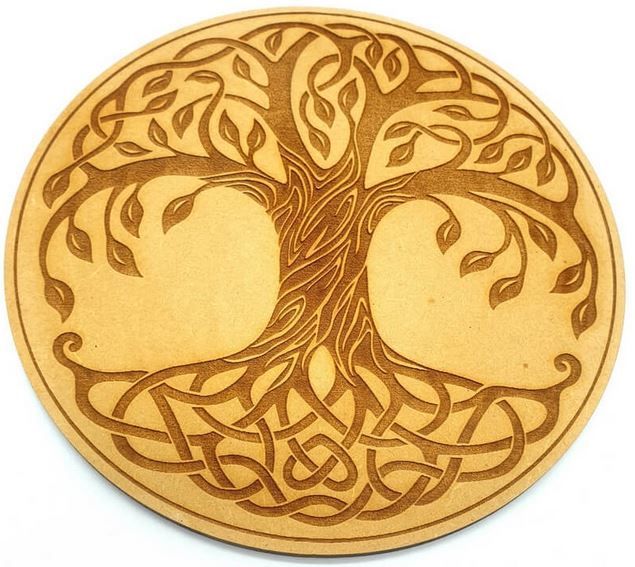 Plaque Bois Arbre de Vie Gravé 15cm