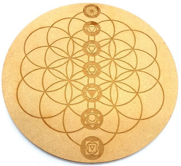 Plaque Bois Graine de Ve & Chakras 15cm