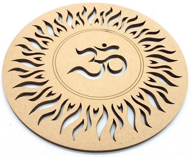Plaque Bois OM Soleil gravée 15cm