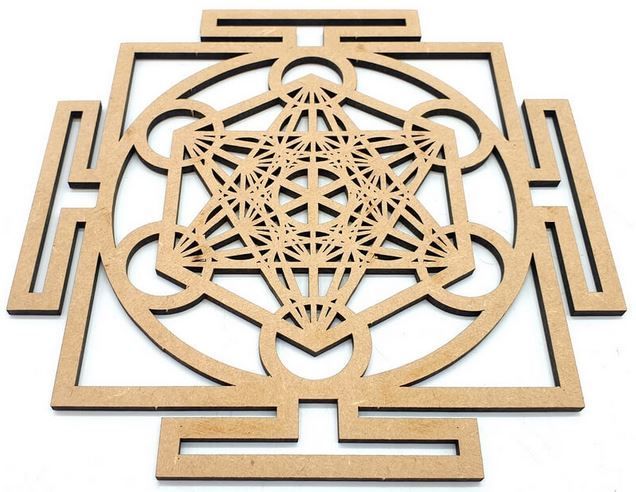 Plaque Bois Métatron Yantra 20cm