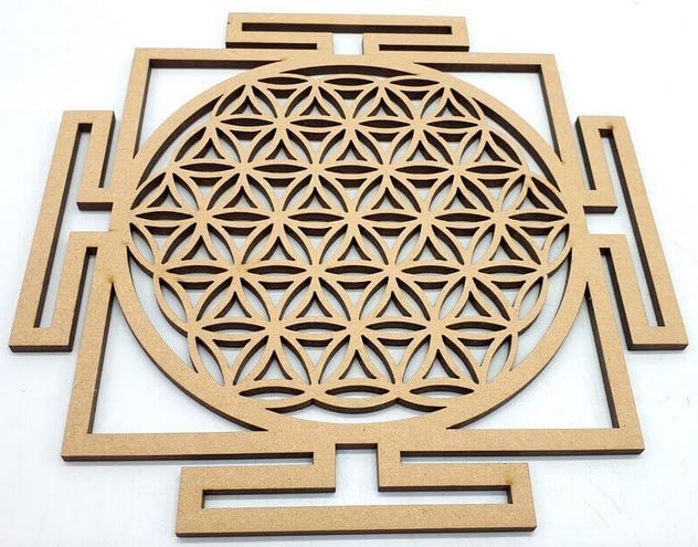 Plaque Bois Fleur de Vie Yantra 30cm