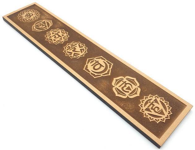 Plaque Bois 7 Chakras Brun Ski 26cm