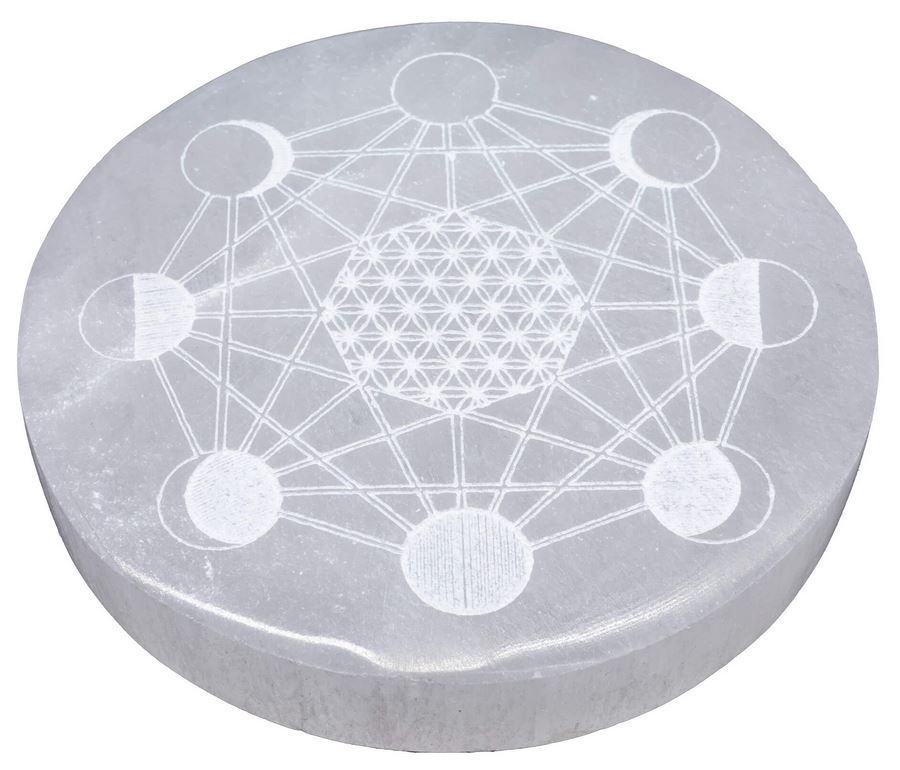 ​Plaque Sélénite Cadran Lunaire 10cm