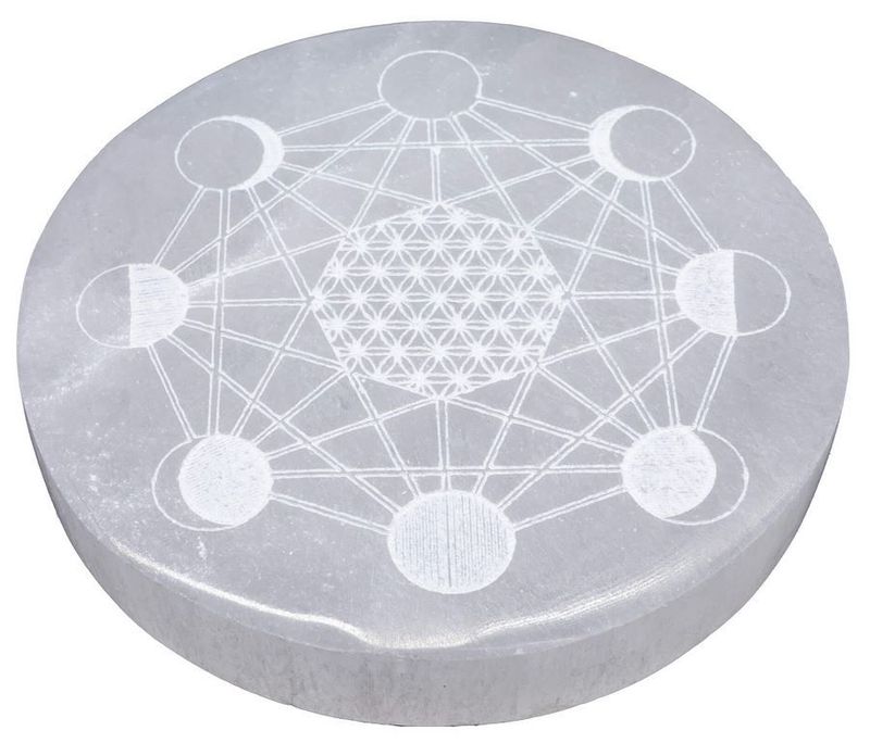 ​Plaque Sélénite Cadran Lunaire 10cm