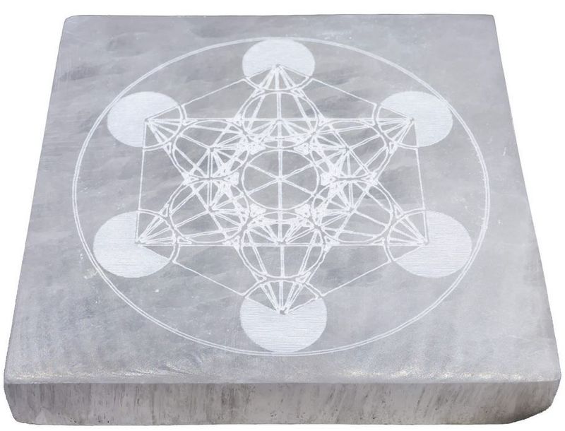 Plaque Sélénite Métatron Carrée 10cm