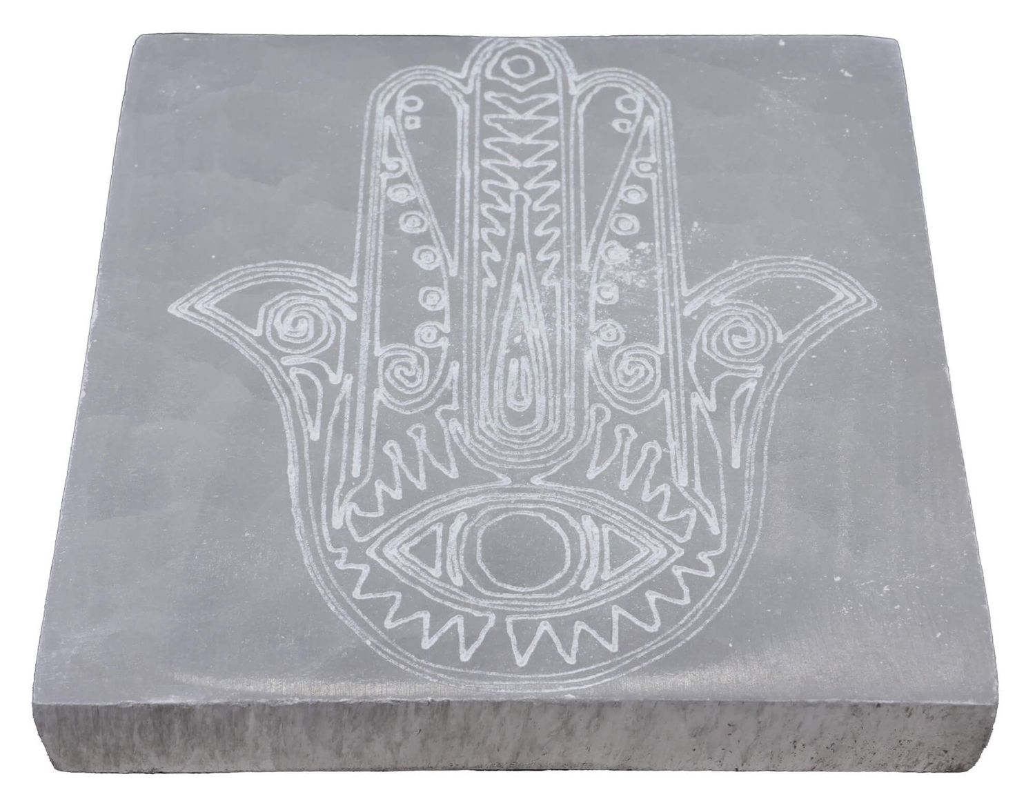 Plaque Sélénite Main de Fatima Carrée 10cm