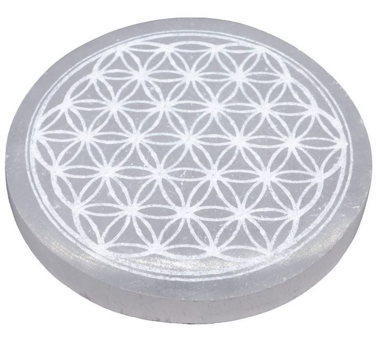 Plaque Sélénite Fleur de Vie 10cm