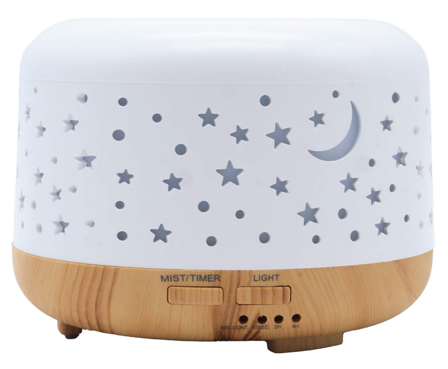Diffuseur HE Blanc/Bois Lune & Etoiles 13cm