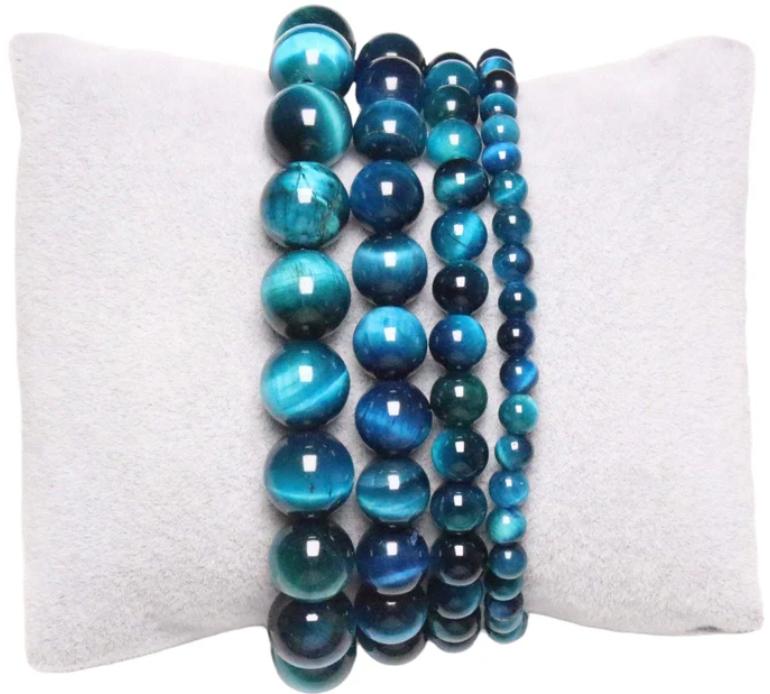 Bracelet Oeil de Tigre Bleu Clair Chauffé