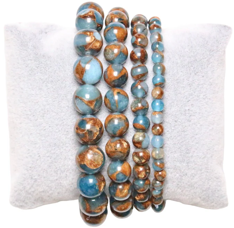 Bracelet Jaspe Bleu Clair Doré Chauffée