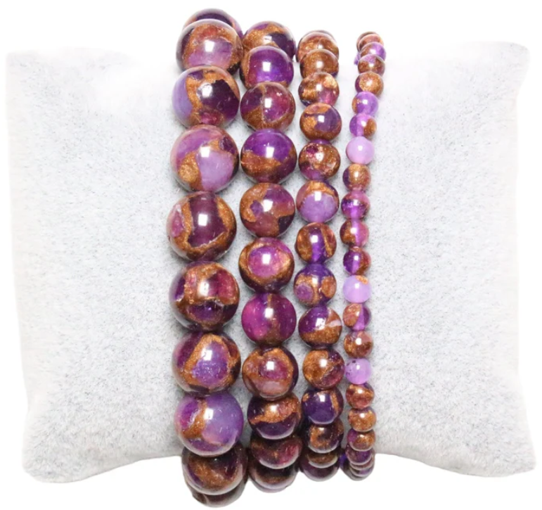 Bracelet Jaspe Violet A Doré Teinté