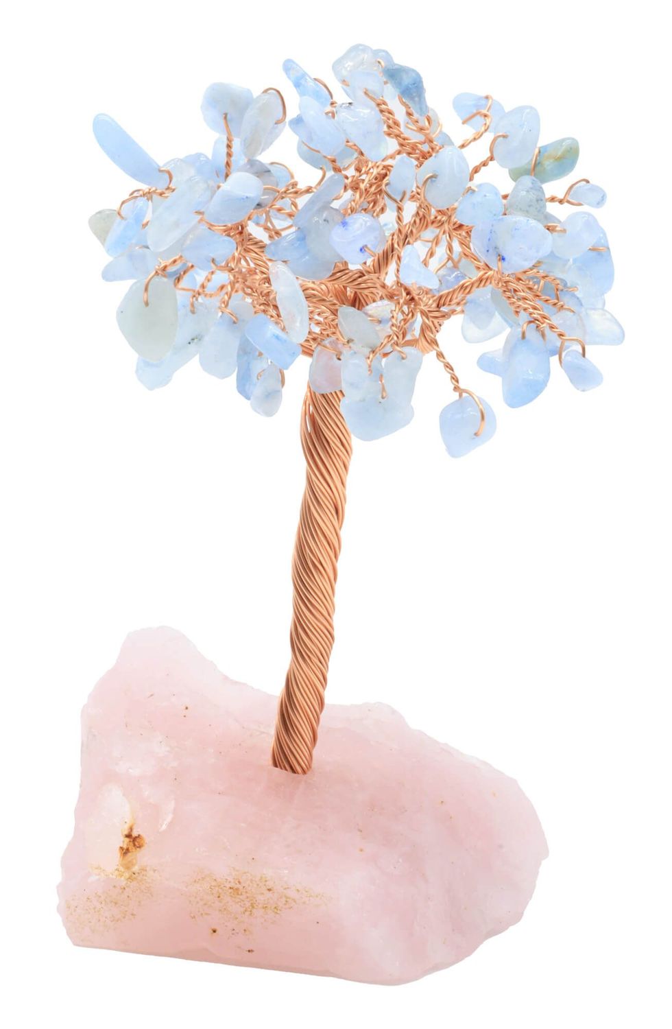 Arbre du Bonheur Aigue Marine base Quartz Rose