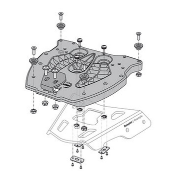 ​Platine d'adaptation sur ALU-RACK pour topcase TRAX