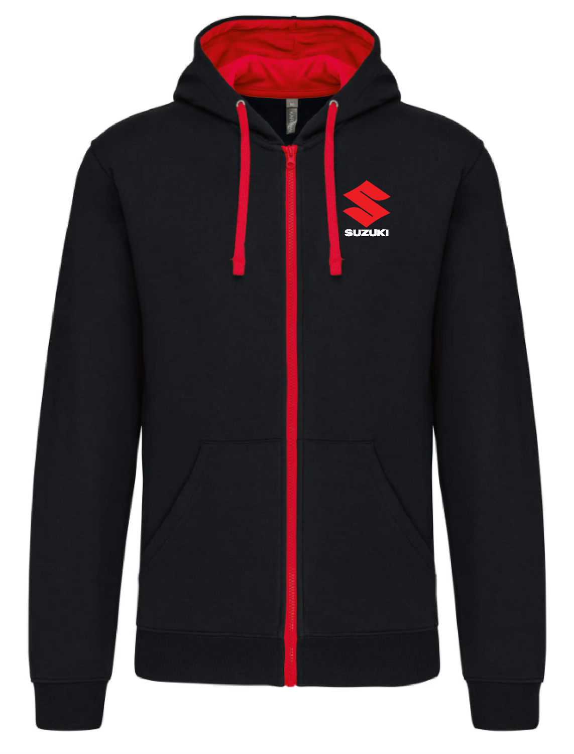 Sweat shirt zippé capuche contrastée