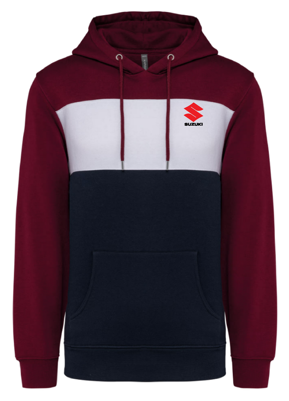 Sweat shirt tricolore à capuche unisexe