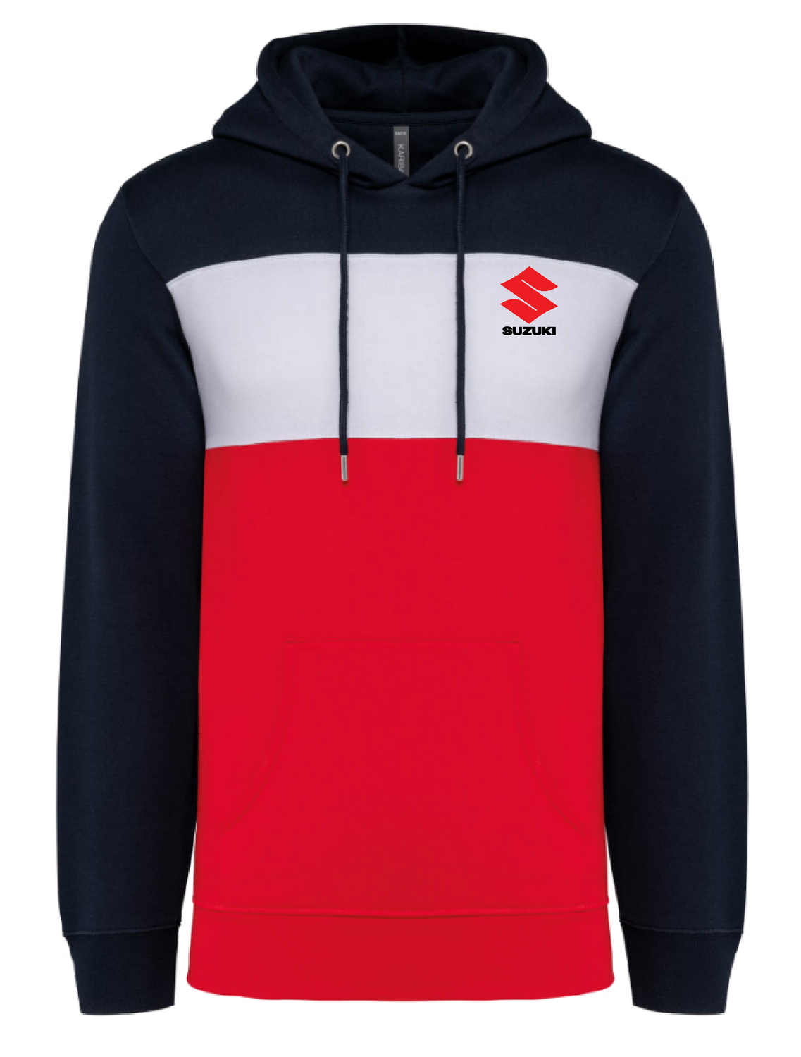 ​Sweat shirt tricolore à capuche unisexe