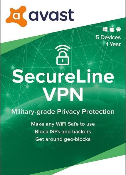 Avast SecureLine VPN 2021, 5 Devices 1 Year