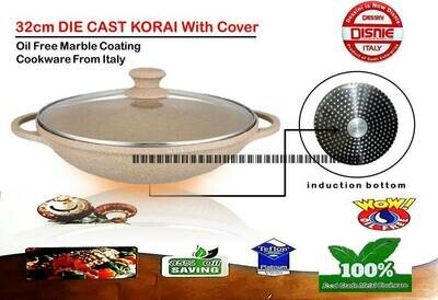 Disnie Marble Coating from Italy Ceramic Non Stick Cookware Induction Friendly Granite DIE CAST KORAI With Lid/Cover Gas &amp; Induction Compatible 💯