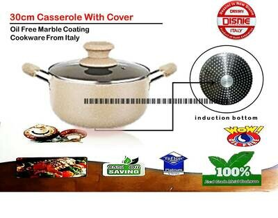 Disnie Marble Coating from Italy Ceramic Non Stick Cookware Induction Friendly Granite Casserole With Lid/Cover Gas &amp; Induction Compatible 💯