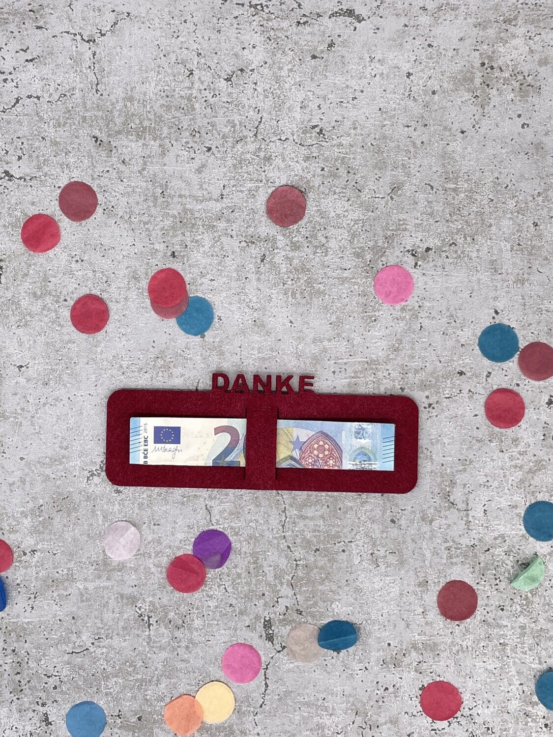 Halterung für Geld oder Schoko | Danke