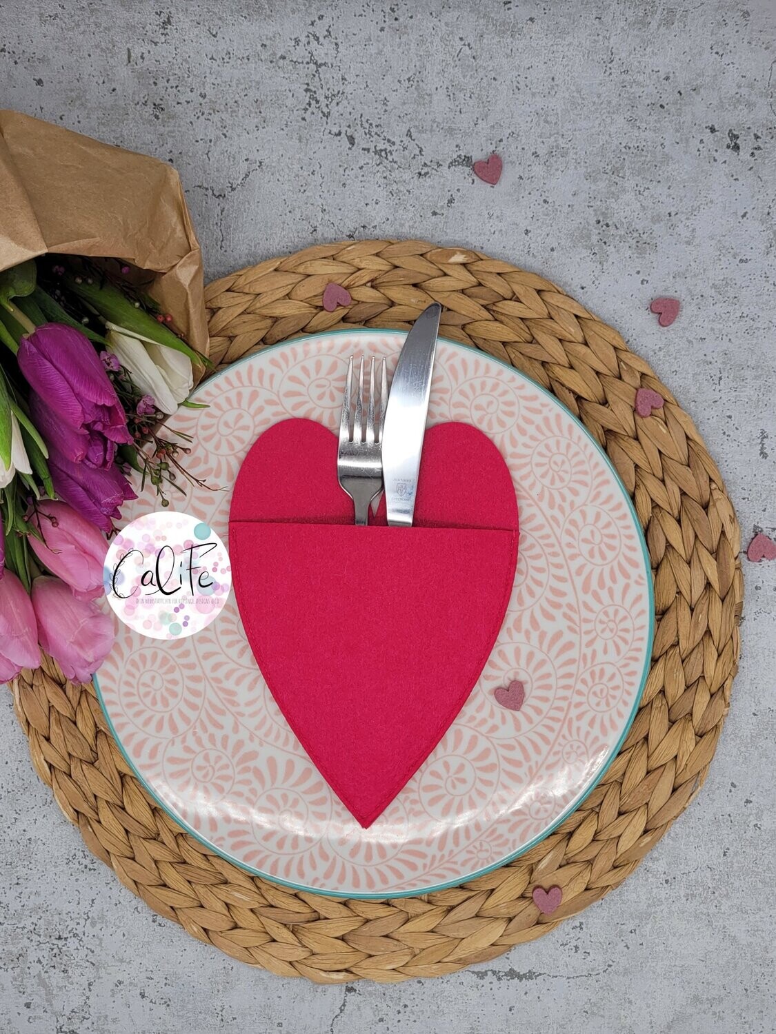 4x Bestecktasche Herzenssache  | zum Nähen