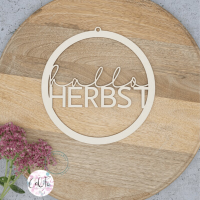 Holzring mit Schriftzug | Hallo Herbst