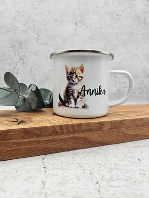 Emaille Tasse | Katze