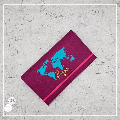 Reisepassetui | Landkarte in blau