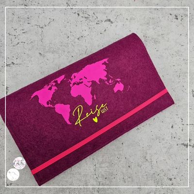 Reisepassetui | Landkarte in pink