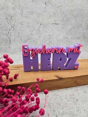 Erzieherin mit Herz Schriftzug | 3D Druck Erzieherin mit Herz Schriftzug | 3D Druck