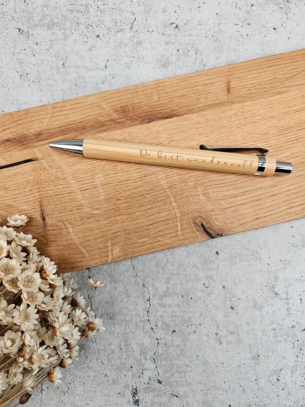 Kugelschreiber Bambus | Du bist wundervoll