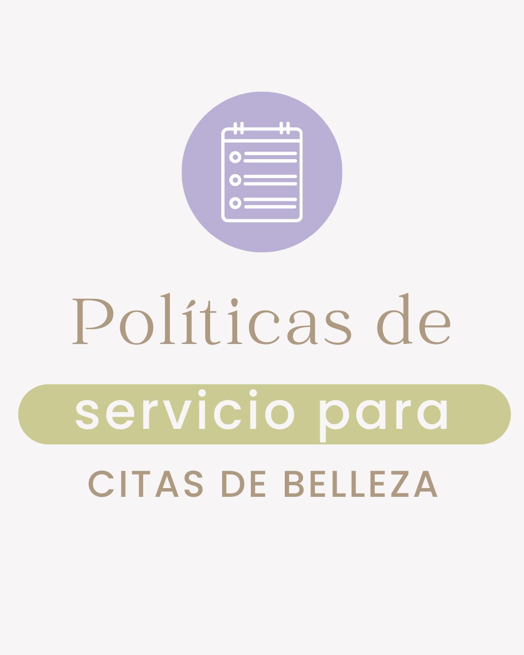 Políticas de servicios Belleza / Spa / Nails