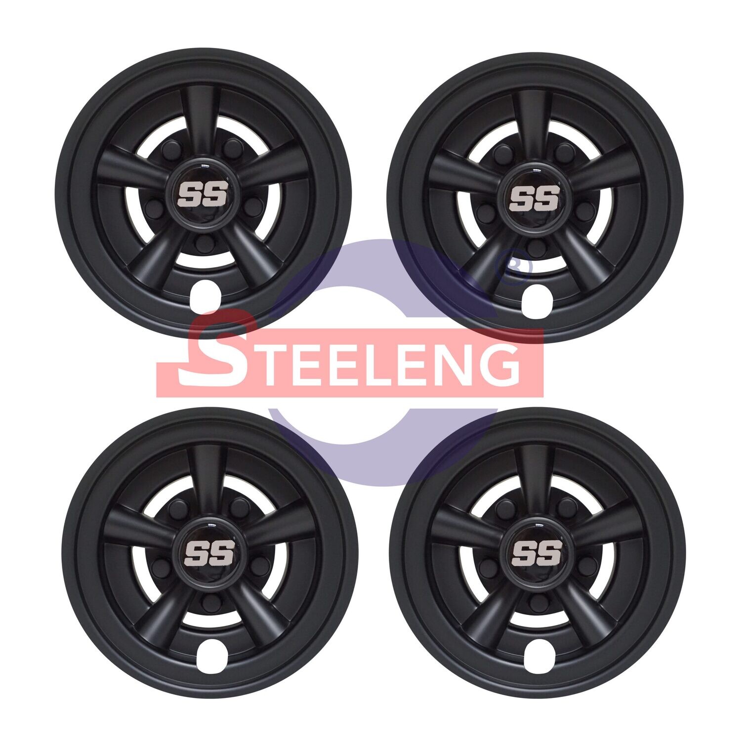 Wheel Covers - 8&quot; SS Matte Black (Set of 4)