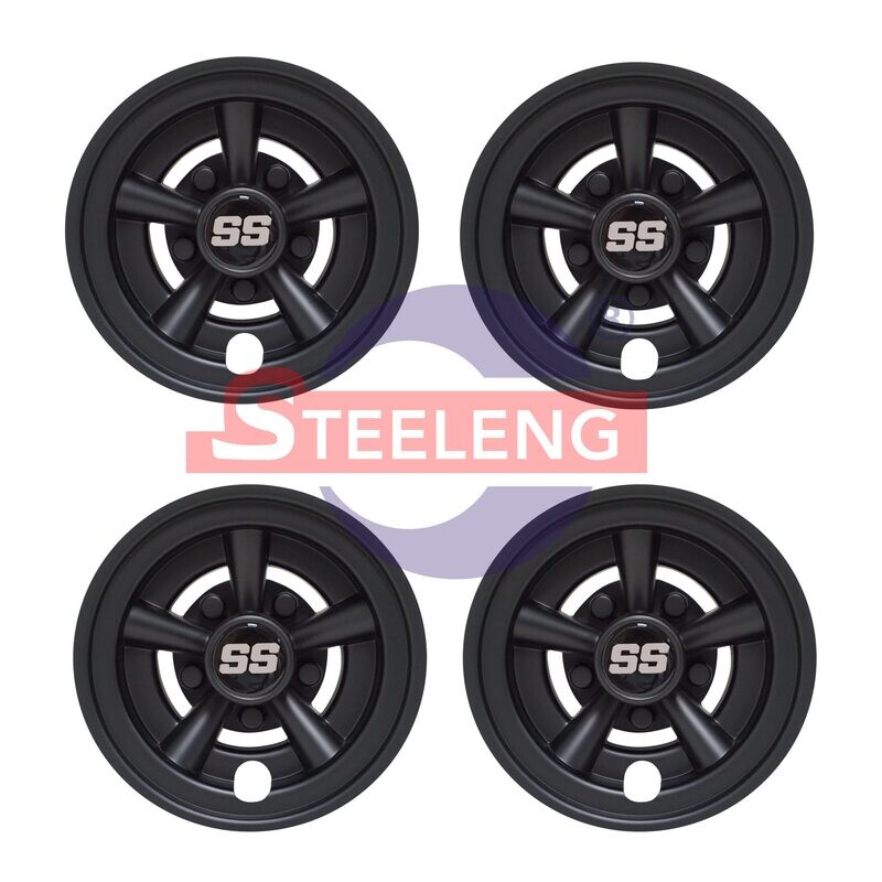 Wheel Covers - 8&quot; SS Matte Black (Set of 4)