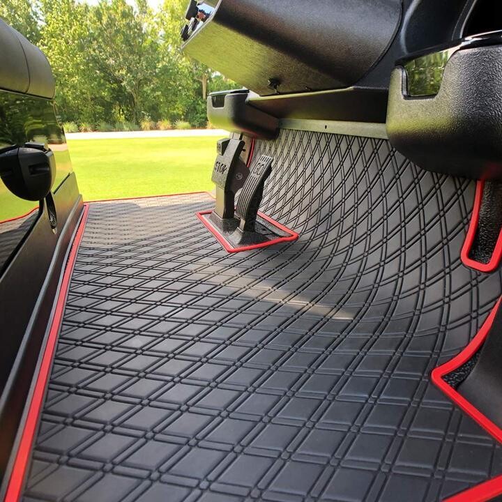 Club Car Floor Mat - Fits Precedent (2004-2021) / Onward &amp; Tempo (2017-2021), Color Options: Red Trim