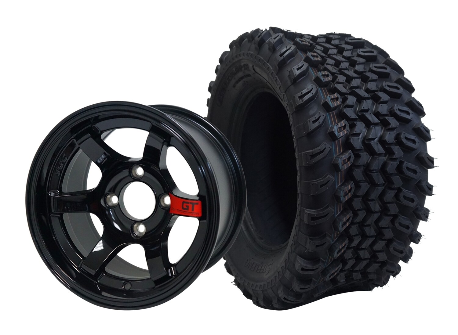 12” GT - Glossy Black
Offset (-15mm) with All Terrain Tires 23&quot;x10.5-12