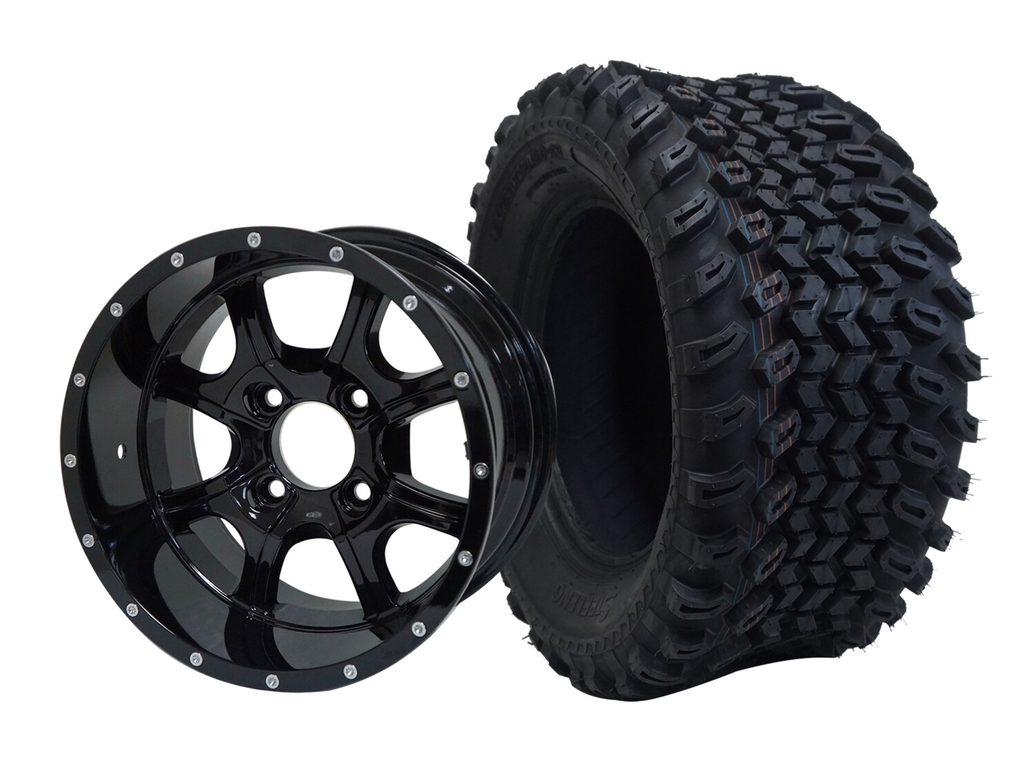12” NIGHT STALKER - Glossy
Black Offset (-15mm) with All Terrain Tires 23&quot;x10.5-12