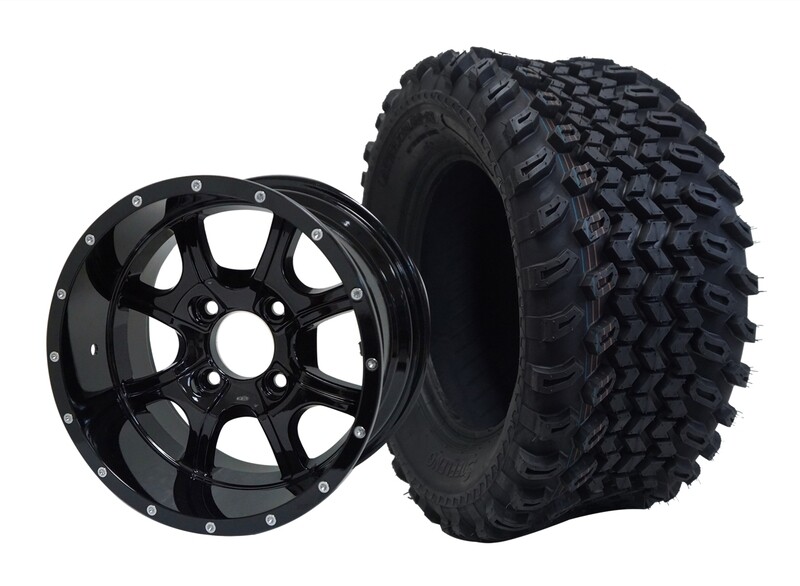 12” NIGHT STALKER - Glossy
Black Offset (-15mm) with All Terrain Tires 23&quot;x10.5-12