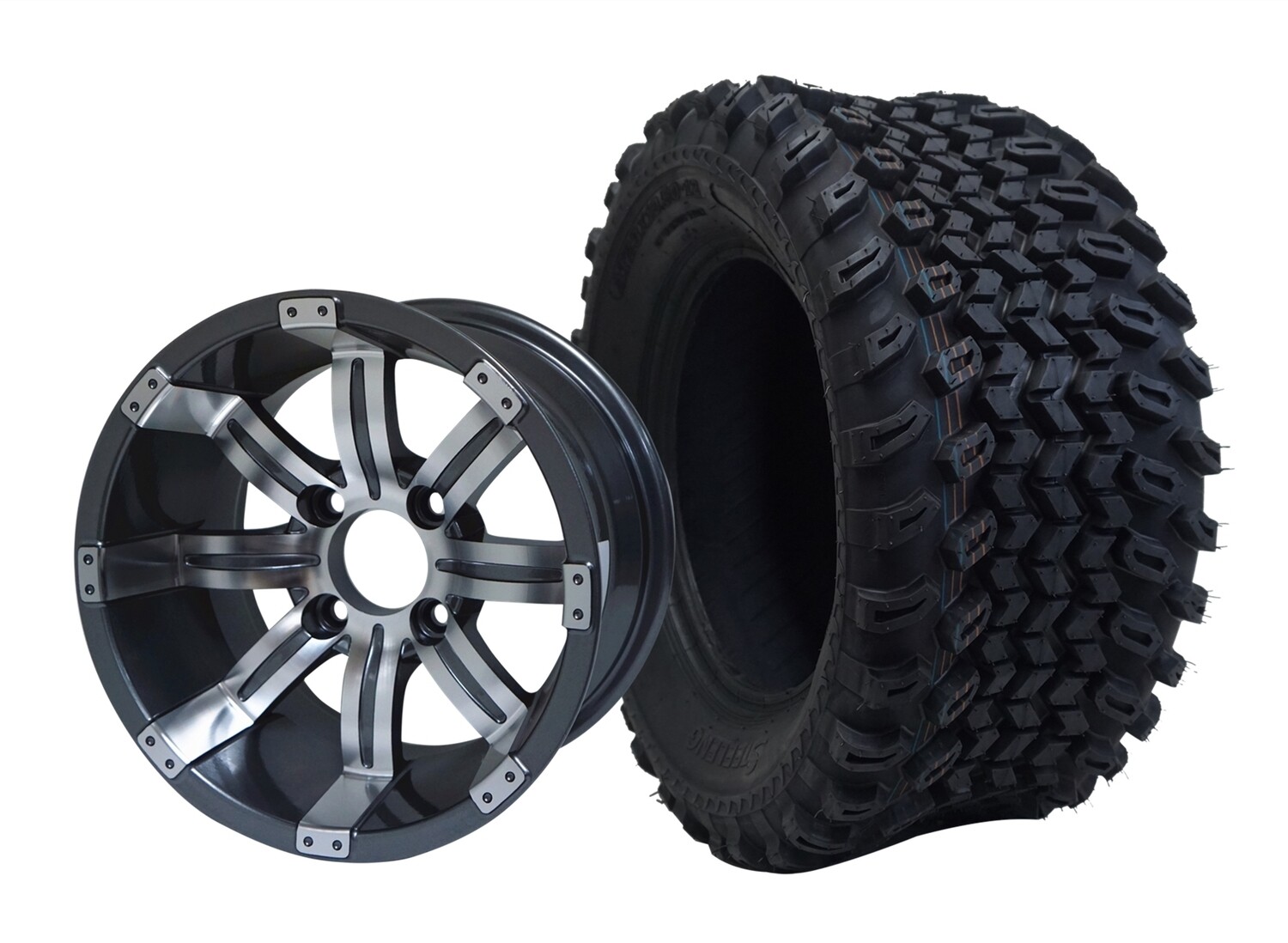 12” TEMPEST - Machined
Gunmetal - Offset (-20mm) with All Terrain Tires 23&quot;x10.5-12