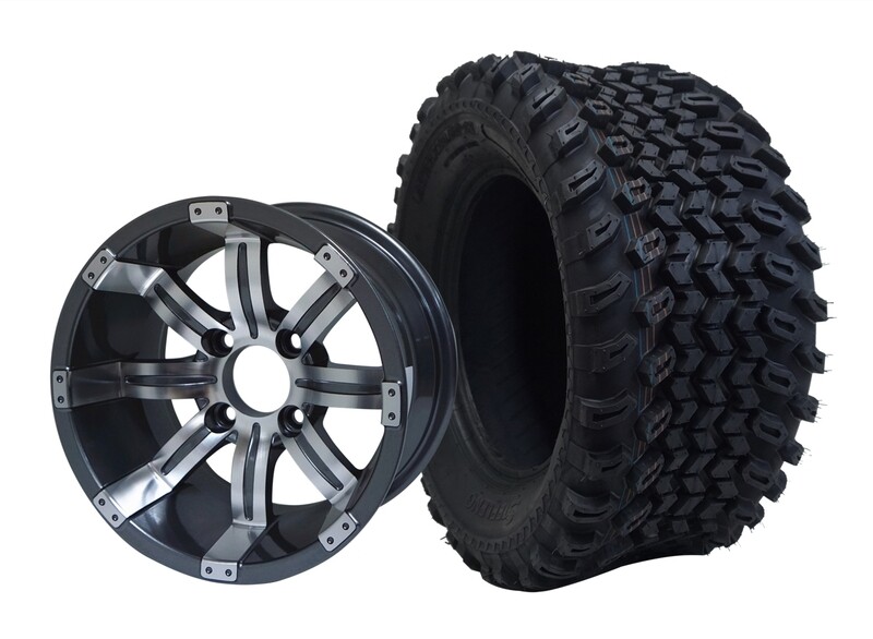 12” TEMPEST - Machined
Gunmetal - Offset (-20mm) with All Terrain Tires 23&quot;x10.5-12