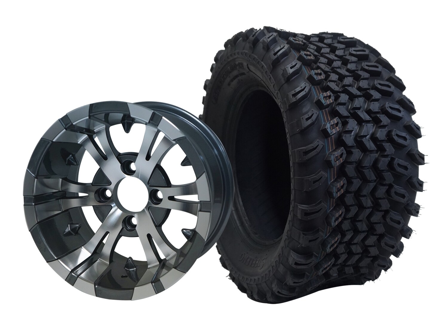 12” Vampire - Machined
Gunmetal Offset (-20mm) with All Terrain Tires 23&quot;x10.5-12