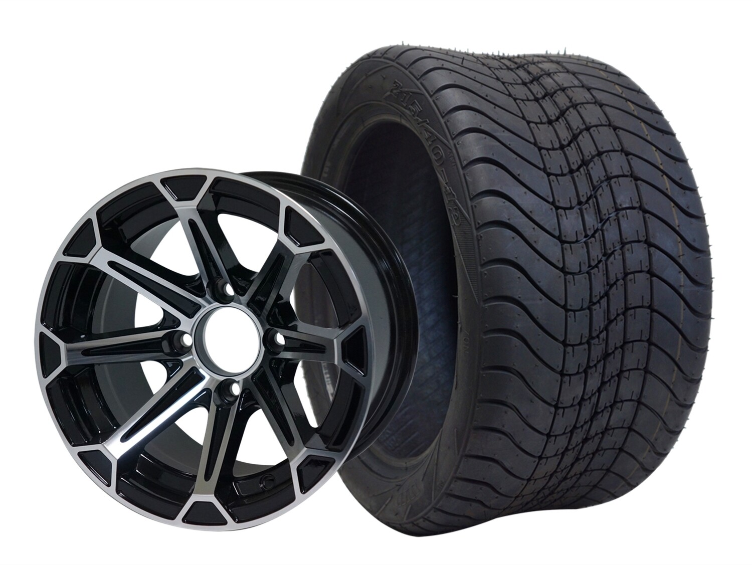 12&quot; FANG WHEELS and 215/35-12 DOT LOW PROFILE TIRES (SET OF 4)