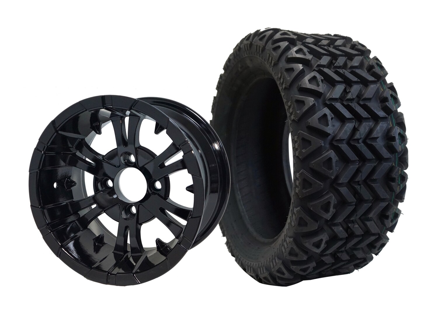 14&quot;x7&quot; BLACK VAMPIRE WHEELS and 23&quot;x10&quot;-14&quot; DOT ALL TERRAIN TIRES (4) - Steeleng